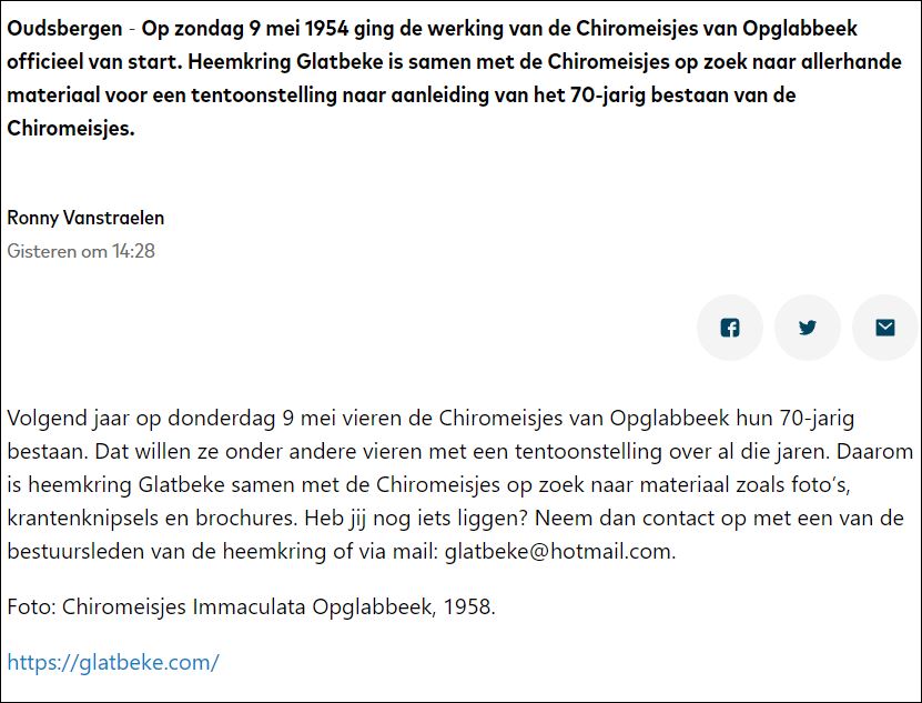 Oproep i.v.m. "70 jaar Chiromeisjes" deel 2